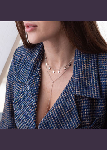 Двойное серебряное колье Звездочки 181035 40 Oniks (264025181)