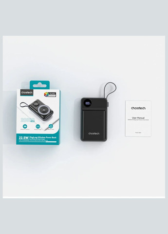 Повербанк 20000mAh B696 Black QC3.0 PD3.0 беспроводная зарядка смартфонов и Apple Watch (43-00132) CHOETECH (317463580)