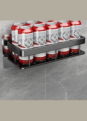 Полиця для ванної підвісна металева самоклеюча універсальна поличка чорна 1 шт (R051342) No Brand (330778878)