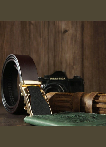 Ремень мужской с золотистой пряжкой автомат 20323 Vintage (329197667)