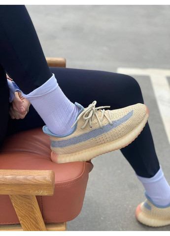 Жовті Осінні кросівки чоловічі adidas yeezy boost 350 v2 yellow linen адідас ізі буст No Brand