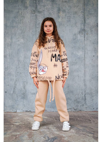 Теплий костюм дитячий із принтом зайця No Brand (365796659)