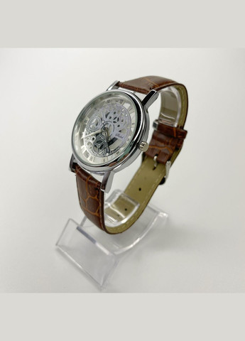 Часы наручный Cjhsh Прозрачные римские цифры механизм кварцевый ремешок кожзам Серебристый коричневый ремешок Geneva (316472663)