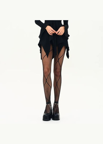 Підліткові колготки капронові наче з стрічками Х смужки безрозмірні чорні 80709 140-182 см No Brand (358694124)