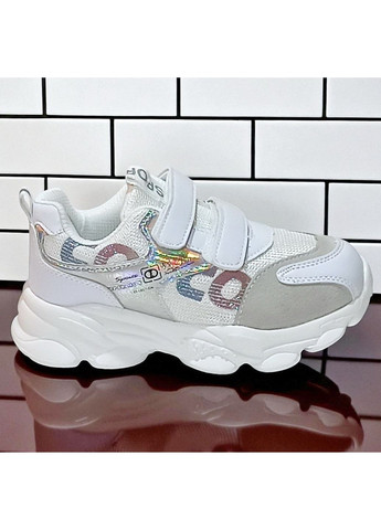 Белые демисезонные текстильные ортопедические кроссовки на липучках для девочки Tom.M