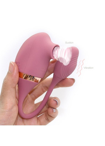Вакуумний вібратор з відростком для точки G, 7 режимів, темно-рожевий Sweet Em (369608677)