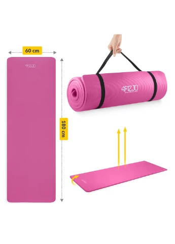 Килимок (мат) спортивний NBR 180 x 60 x 1.5 см для йоги та фітнесу Pink () 4FIZJO P-5905973405669 (402386032)