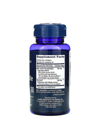 Силимарин (Расторопша), European Milk Thistle,, 60 желатиновых капсул Life Extension (326054593)