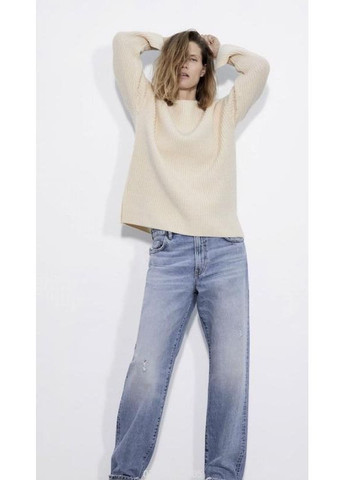 Бежевый зимний свитер джемпер вязаный на высокий рост оверсайз кофта от Zara