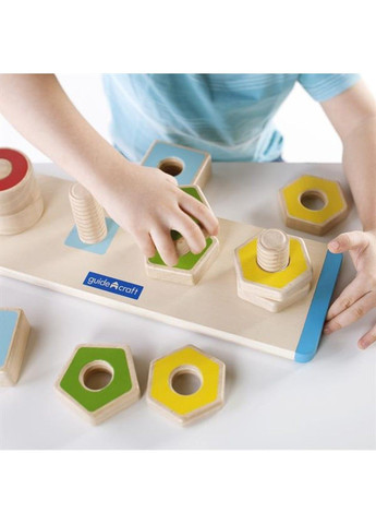 Дерев'яна логічна пірамідка Manipulatives Фігури на різьбі (G6901) Guidecraft (331173625)