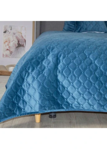 Покривало "VELOUR" 150*210 см (ДАРК БЛУ/Ромб круглий) ТЕП (365821239)