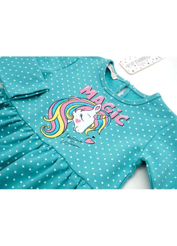 Мятное платье с единорогом (6774-98g-mint) Pop Fashion (300625097)
