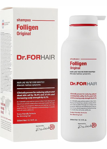 Зміцнювальний шампунь проти випадання волосся Folligen Original Shampoo 300ml (998028-156145) Dr.Forhair (368610937)