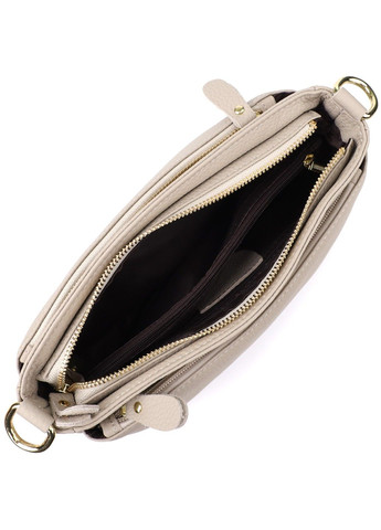 Елегантна жіноча сумка з натуральної шкіри з жорсткою основою 22985 Сірий Vintage (356452091)