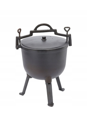 Туристичний чавунний казан 11 л на 3 ніжках з кришкою та ручкою для перенесення (Польща) Gardenline (370620643)
