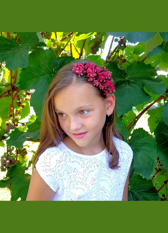 Обруч для волос с цветами ручной работы "Алые Розочки" No Brand (349842705)