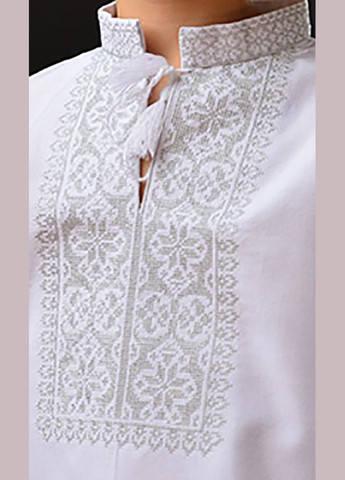 Белая вышиванка для мальчика vishivano4ka узор геометрический хлопок (307404005)