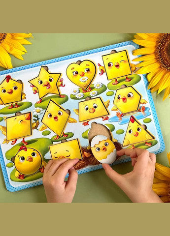 Деревянный пазлвкладыш "Цыплята" (ПСД163) PSD163 геометрические фигуры Ubumblebees (304410878)