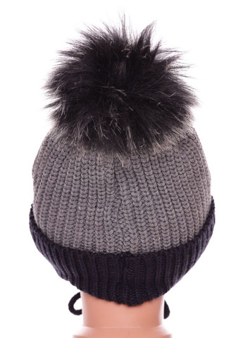 Шапка в'язка на флісі для хлопчика Bikerally сіра з чорним 2г+ (50324) BABYKROHA (337706245)