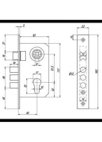 Замок врізний 1000-G Apecs (361149599)