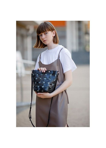 Кожаная плетеная сумка женская через плечо Пазл M Krast Черный BlankNote (302008718)