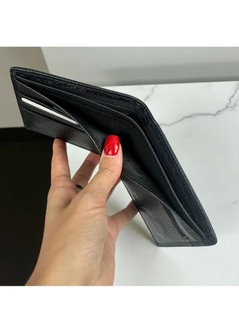 Мужской кожаный кошелек Hugo Boss черный натуральная кожа 12х10х1,5 см ProDobro (398100239)
