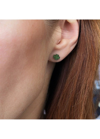 Серебряные серьги гвоздики Клевер с Эмалью серебро 925 пробы родированное 1133 1.00г Nobrand (364963355)