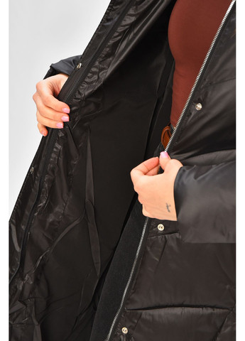 Черная зимняя куртка женская удлиненная зима черного цвета Let's Shop