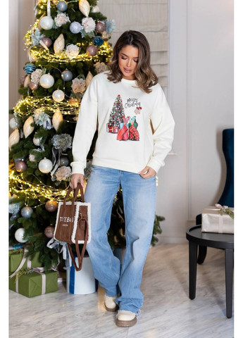 Молочний жіночий світшот Asi.Store.ua новорічний без декору (368541005)