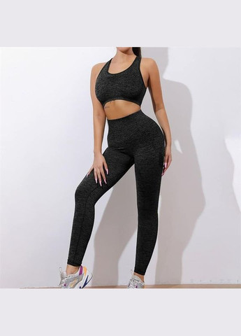 Женский спортивный костюм для фитнеса топ леггинсы цвет черный No Brand (315494281)