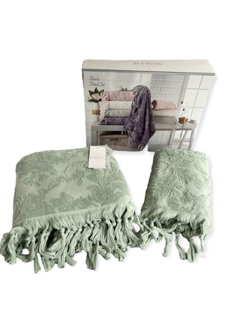 Набір рушників Sanda Jacquard Sage махрові 50-100 см, 85-150 см оливкові Maison D'or оливковий