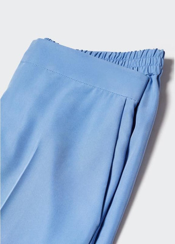 Голубые брюки брюки на резинке уровни прямые повседневные классические Mango (336186521)