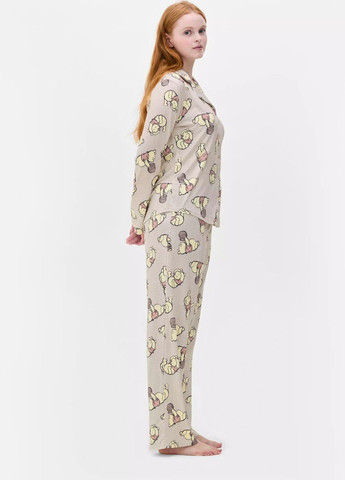 Коричневая всесезон пижама cosy printed boyfriend pyjamas домашний комплект молочный (8195) рубашка + брюки Primark