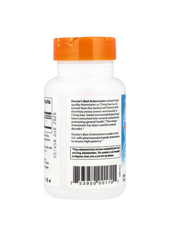 Артемизинин, Artemisinin, 100 мг, 90 вегетарианских капсул Doctor's Best (326055094)