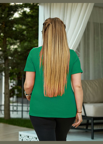 Зеленая летняя женская футболка на змейке с коротким рукавом No Brand
