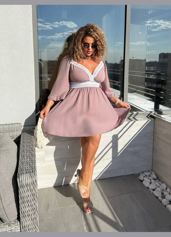 Темно-бежевое платье Garna однотонное