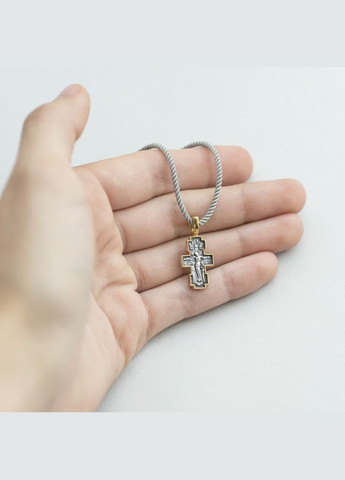 Срібний хрестик з позолотою Розп'яття. Ікона Божої Матері Годувальниця 131689 Oniks (264022812)