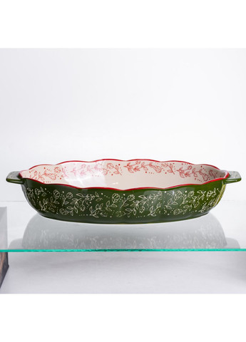 Форма для запекания Vintage 40×25×6.5 (см) овальная с ручками Зеленая HM05-04 Yiwu (369446769)