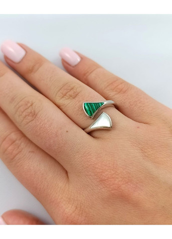 Срібна каблучка з малахітом і перламутром КТ01-мхп Shatlen Каблучка (356180683)