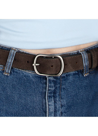 Ремінь жіночий замшевий SF-3529 темно-коричневий зі срібною пряжкою (125 см) SFIP (369143620)