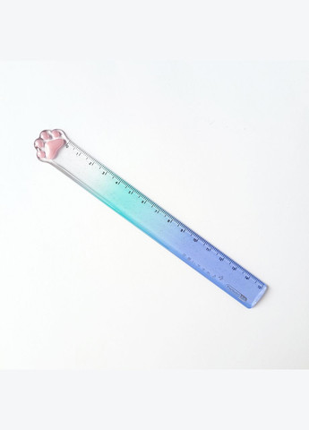 Пластиковая прозрачная линейка 15 см с лапкой котика зеленый градиент No Brand (322872672)