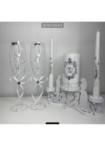 Набор свадебных бокалов, свечи и подсвечник. "Романтик" No Brand (369162929)