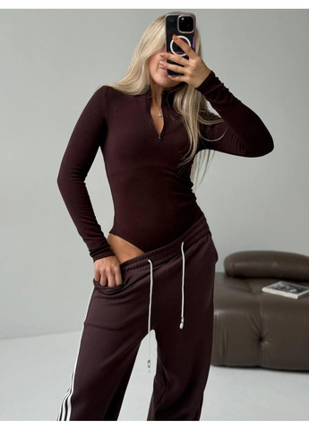 Боди женский рубчик на флисе теплый на зиму на молнии воротник стойка базовый JUGO Hype 070 (366571169)