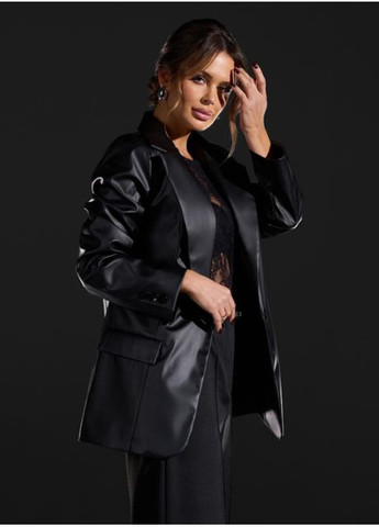 Черный женский стильный пиджак No Brand однотонный - всесезон