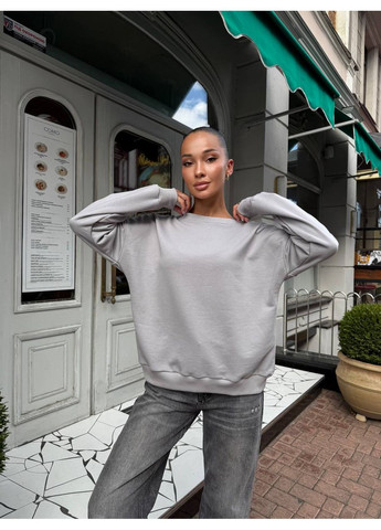 Графитовый женский свитшот оверсайз из высококачественной турецкой ткани Україна (351480323)
