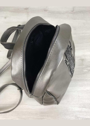 Сріблястий шкіряний рюкзак зі стразами «Юна» для дівчат повсякденний WeLassie (298921090)
