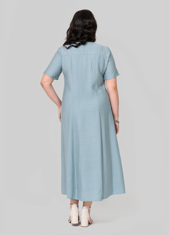 Мятное платье трапецевидного силуэта из ткани лен бохо по центру застроченные складки all posa (ap102352p) A'll Posa