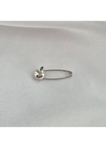 Срібна булавка шпилька Яблуко Срібло 925 проби Родоване бр2фруи/022 1.00г Nobrand (369612465)