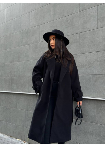 Черное демисезонное Женское кашемировое пальто Fashion