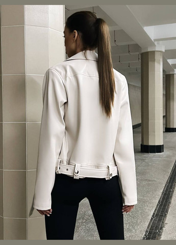 Молочная демисезонная женская куртка-косуха косуха, байкерская Україна